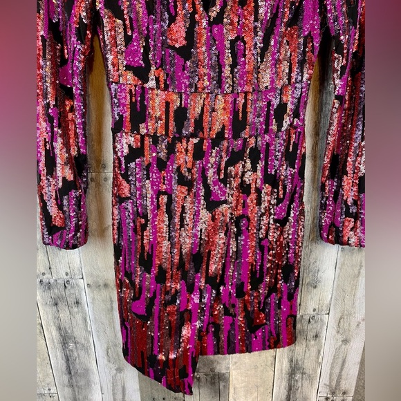 Dress The Population Jayla Sequin Dress in Fuchsia Multi Size Small. - Picture 6 of 13